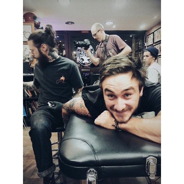 My buddy @luke_hlt from @hard_luck_tattoo is doing the best ride to glory tattoo since the start of RTG. #rtg2014